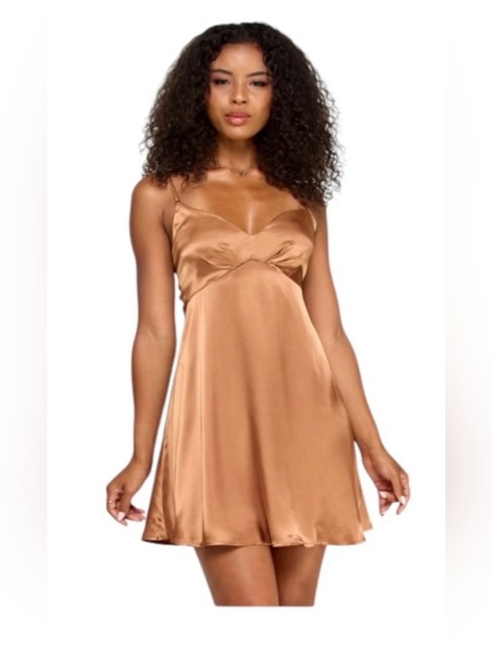 NWT Katia Rae Satin Bronze Slip Chemise mini Sz XL